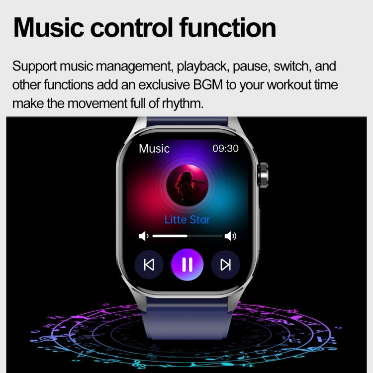 ET580 2.04 inch AMOLED Screen Sports Smart Watch Support Bluetooth Call /  ECG Function(Black Leather Band)