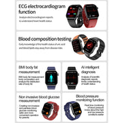ET580 2.04 inch AMOLED Screen Sports Smart Watch Support Bluethooth Call /  ECG Function(Red Silicone Band)