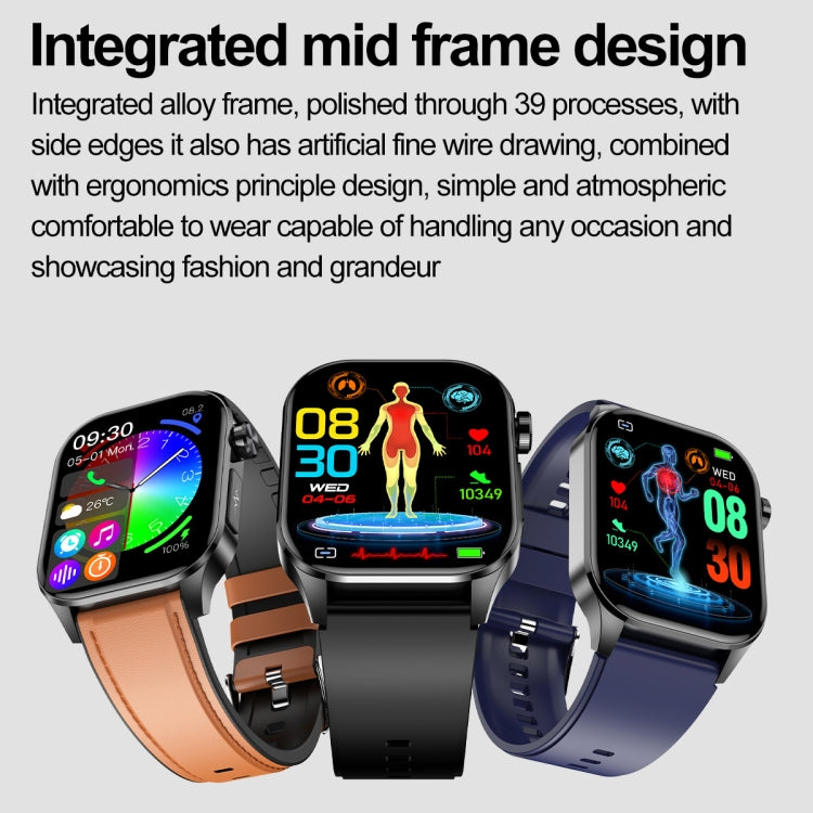 ET580 2.04 inch AMOLED Screen Sports Smart Watch Support Bluethooth Call /  ECG Function(Red Silicone Band)