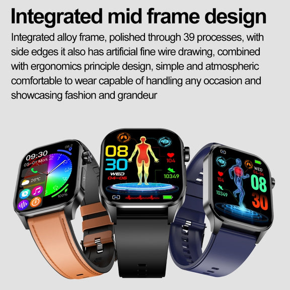 ET580 2.04 inch AMOLED Screen Sports Smart Watch Support Bluethooth Call /  ECG Function(Red Silicone Band)