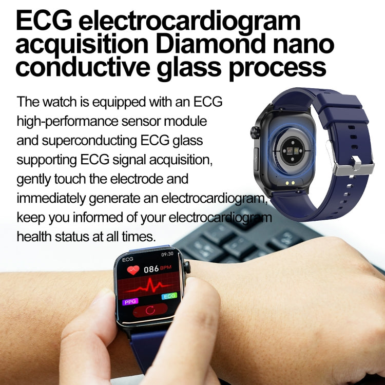 ET580 2.04 inch AMOLED Screen Sports Smart Watch Support Bluethooth Call /  ECG Function(Red Silicone Band)