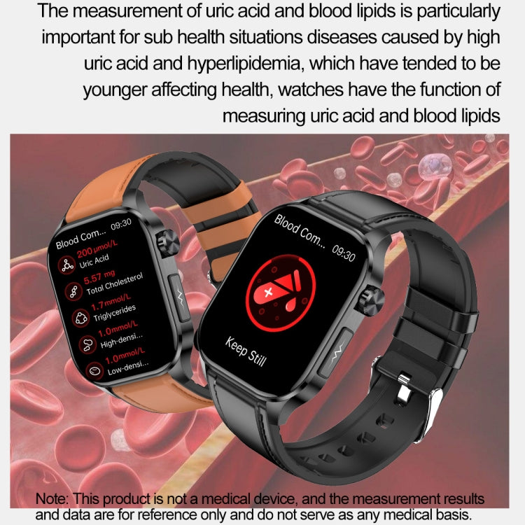 ET580 2.04 inch AMOLED Screen Sports Smart Watch Support Bluethooth Call /  ECG Function(Red Silicone Band)
