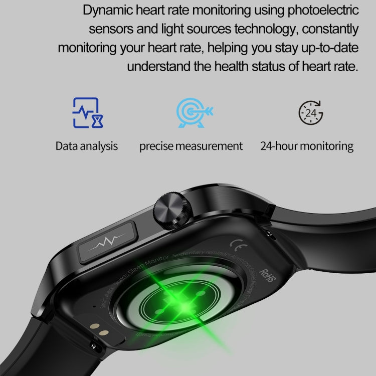 ET580 2.04 inch AMOLED Screen Sports Smart Watch Support Bluethooth Call /  ECG Function(Red Silicone Band)