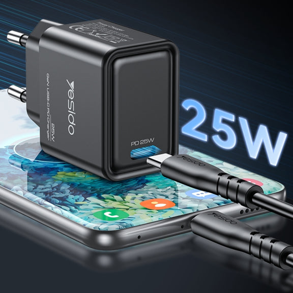 Yesido YC62 PD 25W USB-C/Type-C Interface GaN Fast Charging Charger(EU Plug)