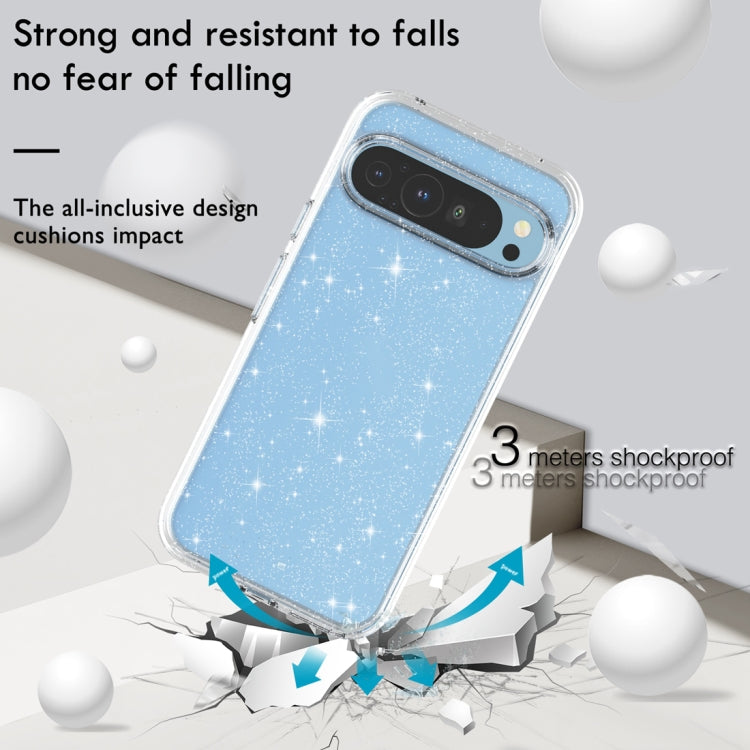 For Google Pixel 9 Terminator Style Shockproof Phone Case(Glitter White)