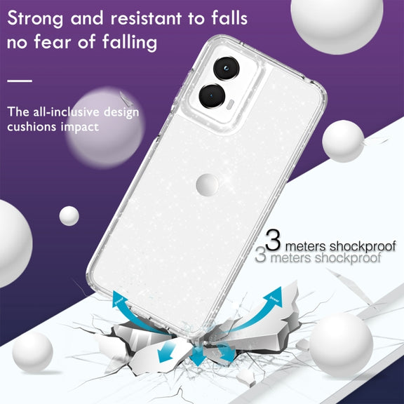 For Motorola Moto G 5G 2024 Terminator Style Shockproof Phone Case(Glitter White)