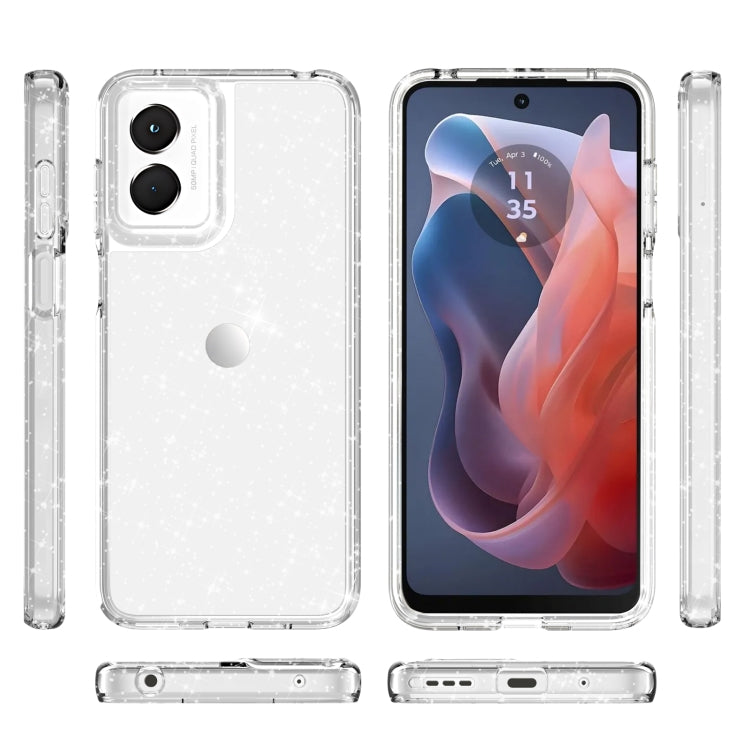 For Motorola Moto G Play 4G 2024 Terminator Style Shockproof Phone Case(Glitter White)