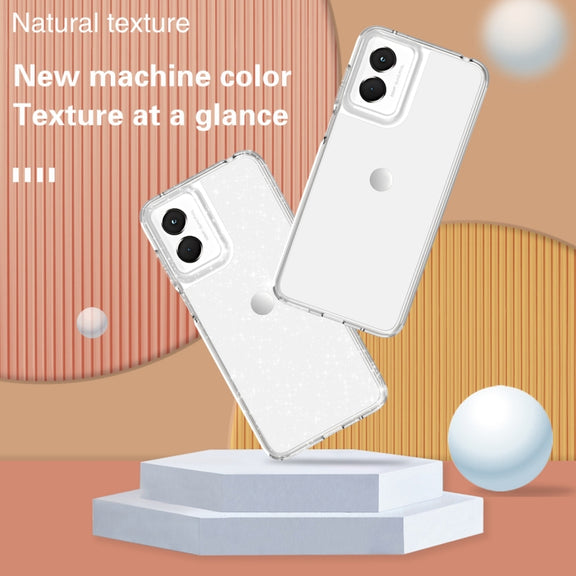 For Motorola Moto G Play 4G 2024 Terminator Style Shockproof Phone Case(Glitter White)