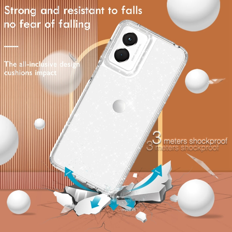 For Motorola Moto G Play 4G 2024 Terminator Style Shockproof Phone Case(Glitter White)