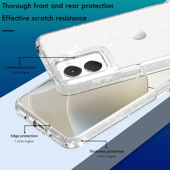 For Motorola Moto G Power 5G 2024 Terminator Style Shockproof Phone Case(Glitter White)