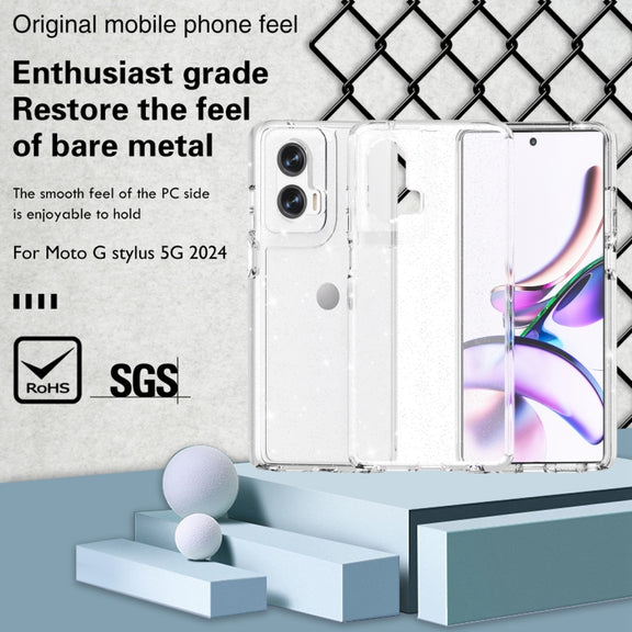 For Motorola Moto G Stylus 5G 2024 Terminator Style Shockproof Phone Case(Glitter White)