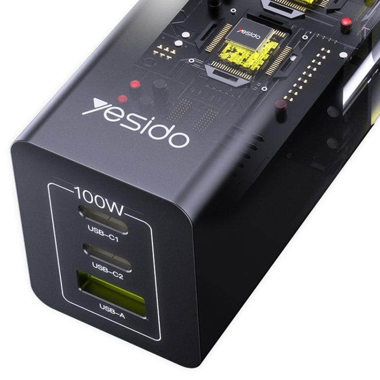 Yesido YC58 100W 2Type-C+USB Ports with 1 Socket Desktop GaN Charger(EU Plug)
