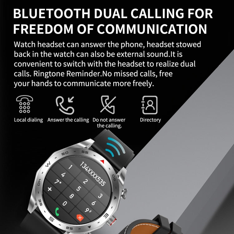 LEMFO T95 1.52 inch IPS Screen 2 in 1 Bluetooth Earphone Smart Watch Support Wellness Tracking(Silver)