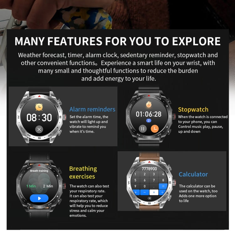 LEMFO T95 1.52 inch IPS Screen 2 in 1 Bluetooth Earphone Smart Watch Support Wellness Tracking(Silver)