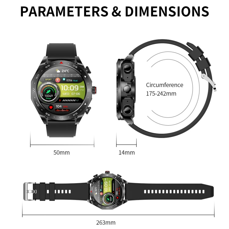 LEMFO T95 1.52 inch IPS Screen 2 in 1 Bluetooth Earphone Smart Watch Support Wellness Tracking(Silver)