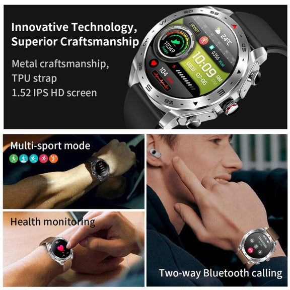 LEMFO T95 1.52 inch IPS Screen 2 in 1 Bluetooth Earphone Smart Watch Support Wellness Tracking(Silver)