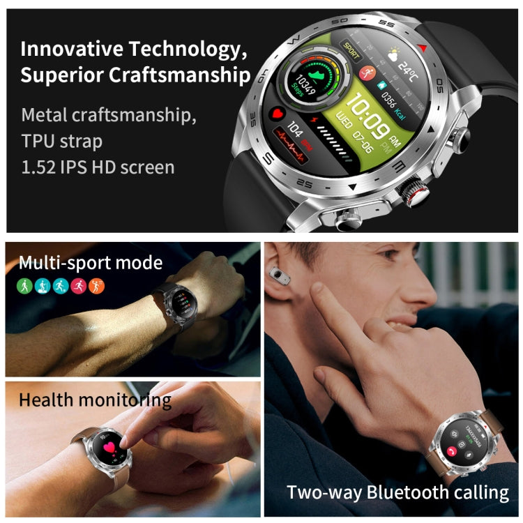 LEMFO T95 1.52 inch IPS Screen 2 in 1 Bluetooth Earphone Smart Watch Support Wellness Tracking(Silver)