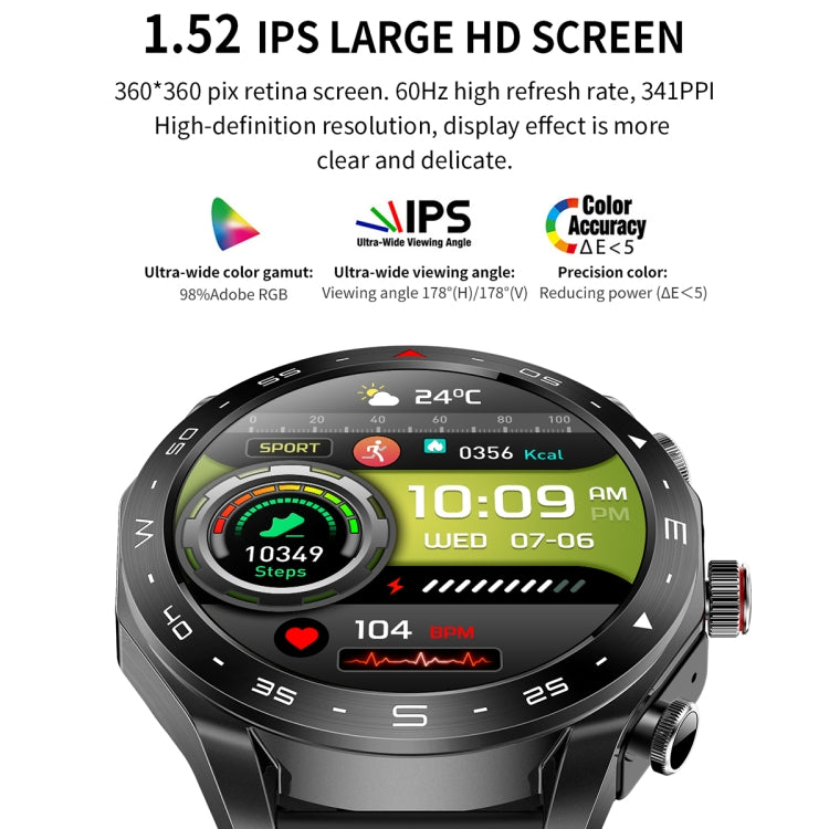 LEMFO T95 1.52 inch IPS Screen 2 in 1 Bluetooth Earphone Smart Watch Support Wellness Tracking(Silver)