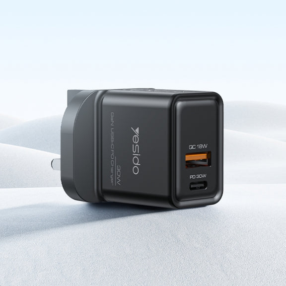 Yesido YC83 PD 30W USB-C/Type-C+USB Interface GaN Fast Charging Charger(UK Plug)