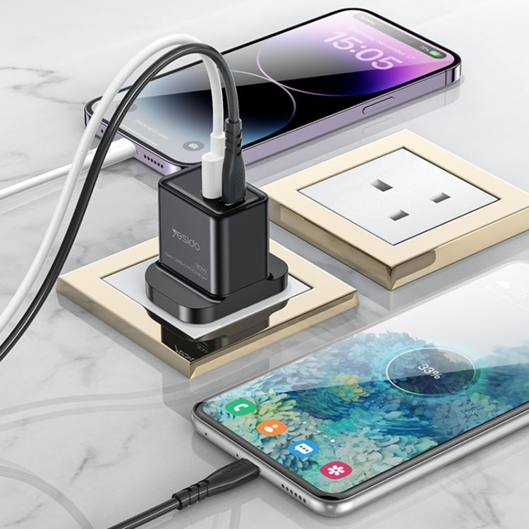 Yesido YC83 PD 30W USB-C/Type-C+USB Interface GaN Fast Charging Charger(UK Plug)