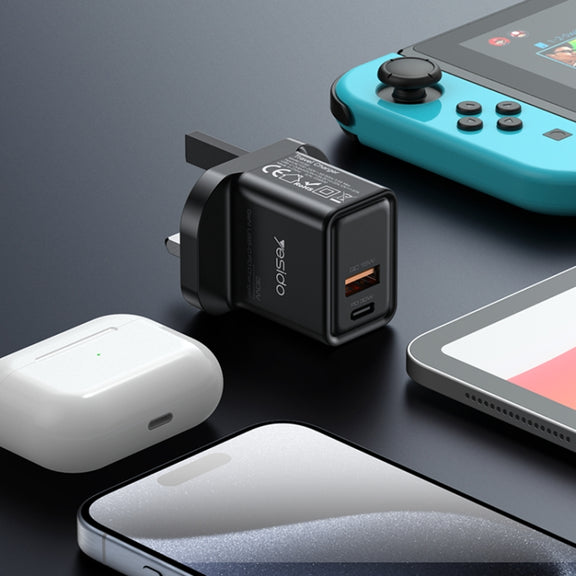Yesido YC83 PD 30W USB-C/Type-C+USB Interface GaN Fast Charging Charger(UK Plug)