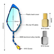 Motorcycle / Electromobile Modified Diamond-shaped Burnt Titanium Plating Rearview Mirror, Style:Carbon Fiber Type X Texture