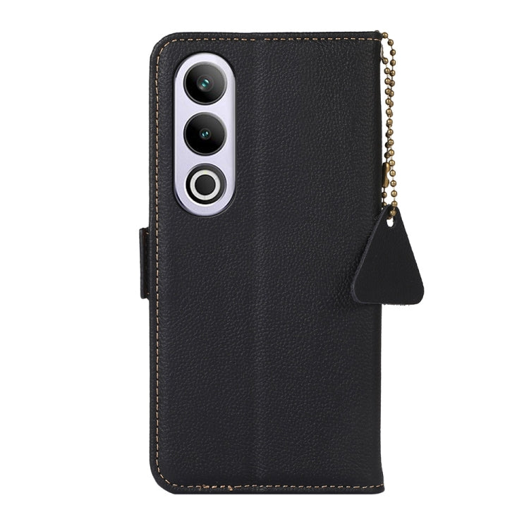 For OnePlus CE4 5G Global Side-Magnetic TJ Genuine Leather RFID Phone Case(Black)