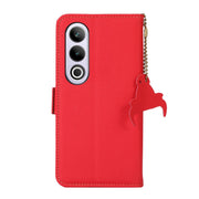 For OnePlus Ace 3V Side-Magnetic TJ Genuine Leather RFID Phone Case(Red)