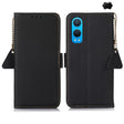 For OnePlus CE4 Lite Side-Magnetic TJ Genuine Leather RFID Phone Case(Black) - OnePlus Cases by PMC TechLife | Online Shopping South Africa | PMC TechLife | Buy Now Pay Later Mobicred