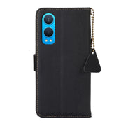 For OnePlus CE4 Lite Side-Magnetic TJ Genuine Leather RFID Phone Case(Black)