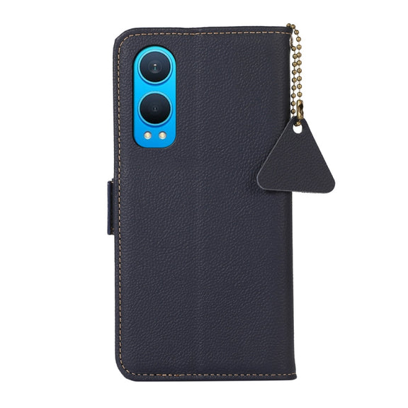 For OnePlus CE4 Lite Side-Magnetic TJ Genuine Leather RFID Phone Case(Blue)
