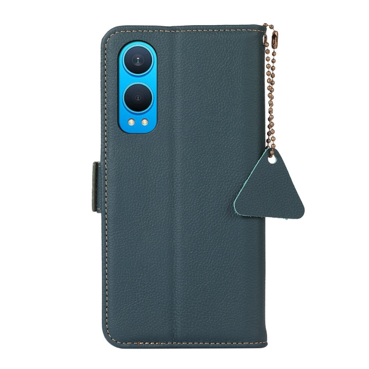 For OnePlus CE4 Lite Side-Magnetic TJ Genuine Leather RFID Phone Case(Green)