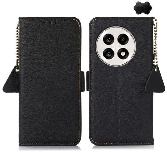 For OnePlus Ace 5 Pro / Ace 5 / 13R Side-Magnetic TJ Genuine Leather RFID Phone Case(Black)