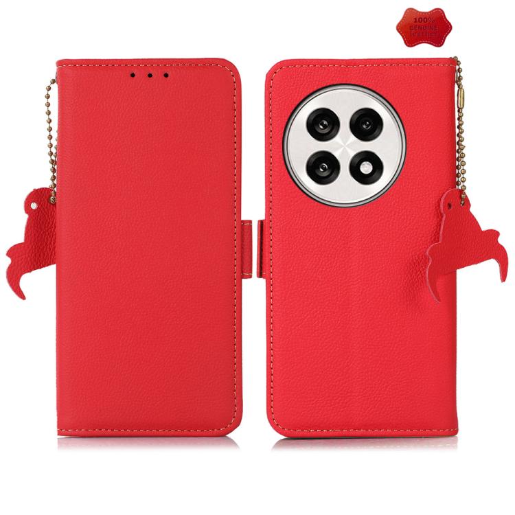 For OnePlus Ace 5 Pro / Ace 5 / 13R Side-Magnetic TJ Genuine Leather RFID Phone Case(Red)