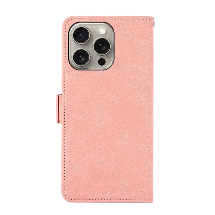 For iPhone 16 Pro Max ABEEL Frosted Magnetic RFID Leather Phone Case(Pink)