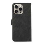 For iPhone 16 Pro ABEEL Frosted Magnetic RFID Leather Phone Case(Black)