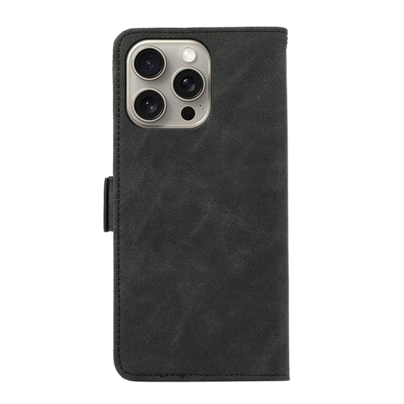 For iPhone 16 Pro ABEEL Frosted Magnetic RFID Leather Phone Case(Black)