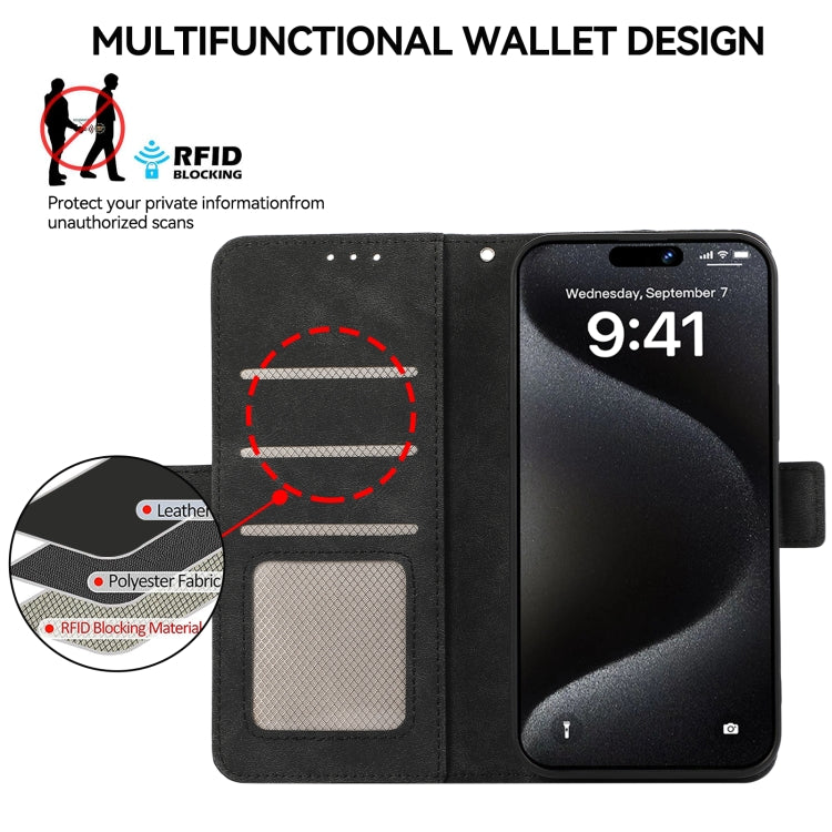 For iPhone 16 Pro ABEEL Frosted Magnetic RFID Leather Phone Case(Black)