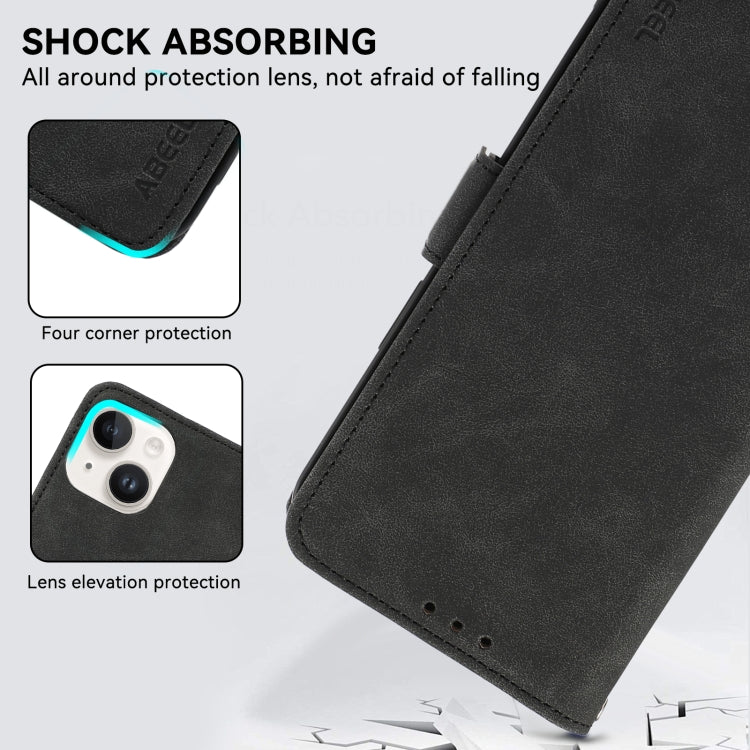 For iPhone 16 Pro ABEEL Frosted Magnetic RFID Leather Phone Case(Black)