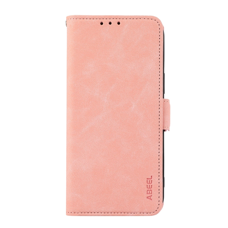 For iPhone 16 Plus ABEEL Frosted Magnetic RFID Leather Phone Case(Pink)