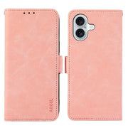 For iPhone 16 Plus ABEEL Frosted Magnetic RFID Leather Phone Case(Pink)