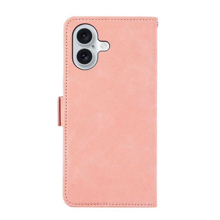 For iPhone 16 Plus ABEEL Frosted Magnetic RFID Leather Phone Case(Pink)