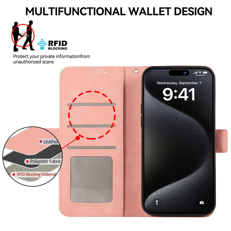 For iPhone 16 Plus ABEEL Frosted Magnetic RFID Leather Phone Case(Pink)