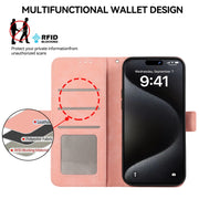For iPhone 16 Plus ABEEL Frosted Magnetic RFID Leather Phone Case(Pink)