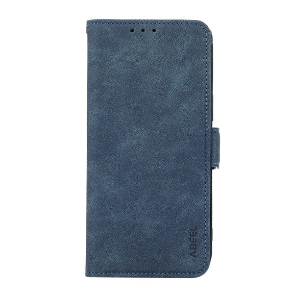 For iPhone 16 ABEEL Frosted Magnetic RFID Leather Phone Case(Blue)