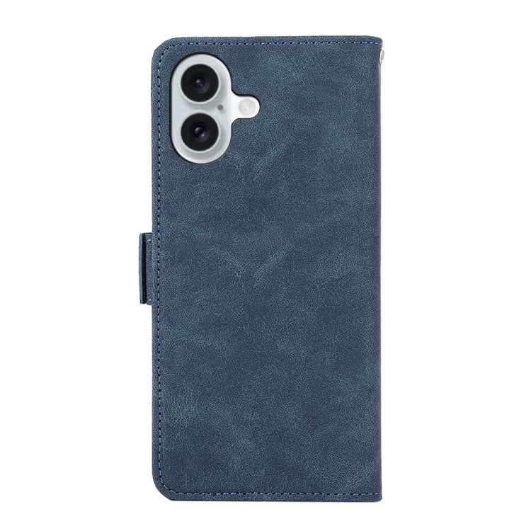 For iPhone 16 ABEEL Frosted Magnetic RFID Leather Phone Case(Blue)