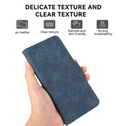 For iPhone 16 ABEEL Frosted Magnetic RFID Leather Phone Case(Blue)