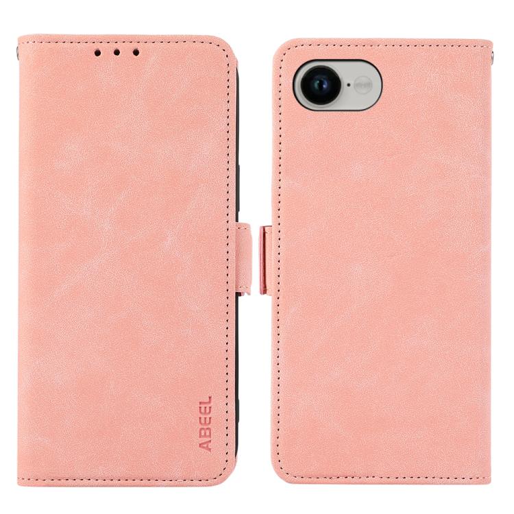 For iPhone 16e ABEEL Frosted Magnetic RFID Leather Phone Case(Pink)