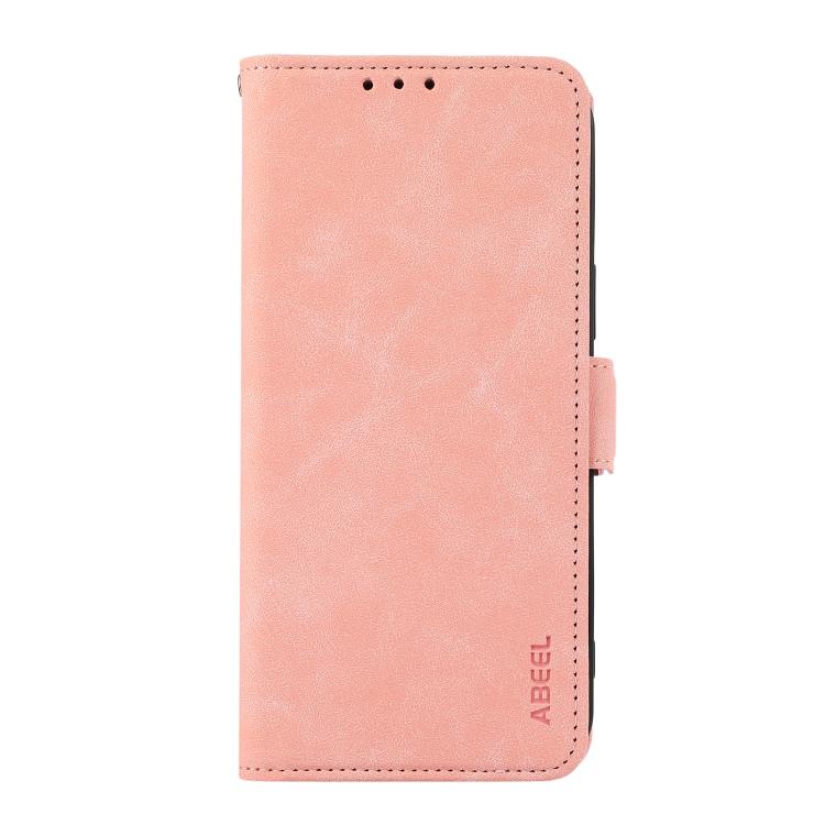 For iPhone 17 ABEEL Frosted Magnetic RFID Leather Phone Case(Pink)