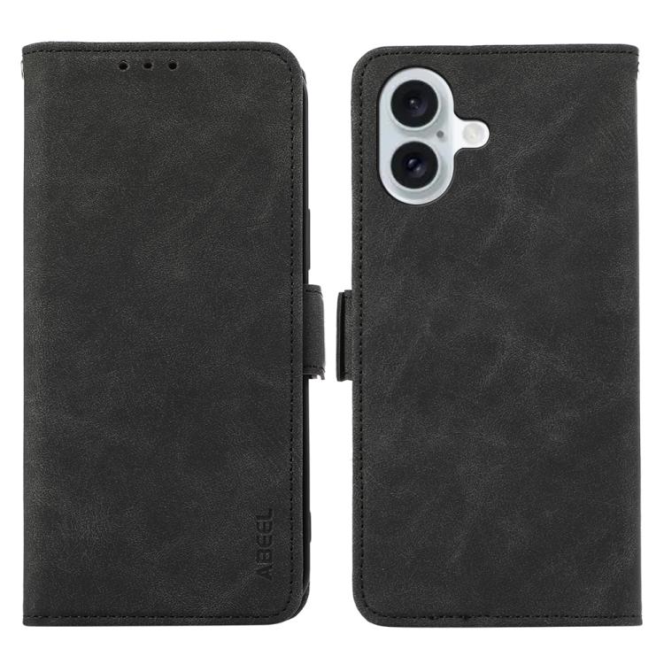 For iPhone 17 ABEEL Frosted Magnetic RFID Leather Phone Case(Black)